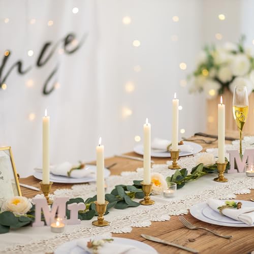 Vintage Candlestick Candle Holders Brass - Romadedi Taper Gold Candle Stick Victorian Style for Table Centerpiece Wedding Reception Festive Christmas Mantel Decoration or Home Decor Set of 12 - size: 12 PCS