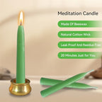 Mini Taper Candle Meditation Candles,20 Minute Prayer Green Candlestick Dripless Beeswax Candles with Brass Candle Holder for Yoga & Spiritual Ritual,30P-Gr - color: MCBEE30PC-GREEN