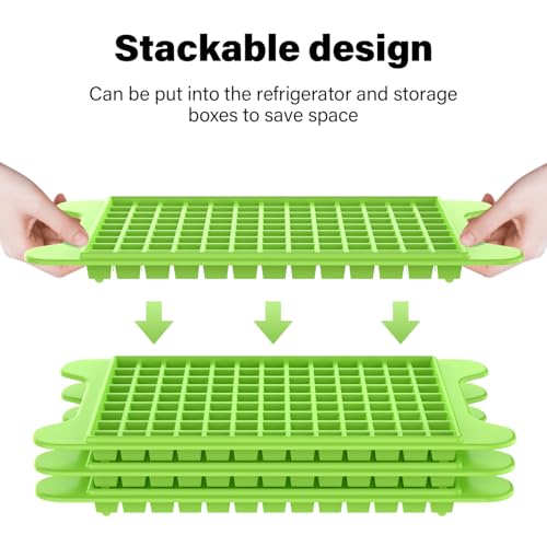Mini Ice Cube Tray for Freezer: FDDBI Small Ice Trays for Freezer with Bin - 117×4PCS Easy Release Nugget Ice Tray - Crushed Ice Tray with Container - color: Bright Green
