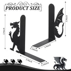 Geelin Dragon Metal Bookends Set of 2 Styles Fantasy Book Ends for Shelves Bookshelf Home Office Desk Bookshelf Decor Gift for Dragon Lovers and Reading Enthusiasts - style: Evil Dragon