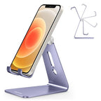 OMOTON Adjustable Cell Phone Stand, C2 Aluminum Desktop Cellphone Stand with Anti-Slip Base and Convenient Charging Port, Fits All Smart Phones, Haze Purple - color: Haze Purple