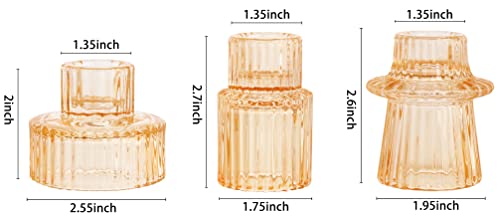 Vixdonos Glass Candlestick Holders Tealight Candle Holders for Table Centerpieces, Wedding Decor and Dinner Party (3 Pcs, Yellow) - color: Yellow, size: 3 Pcs