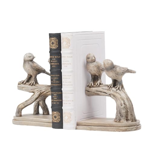 Decorative-Bookends Birds Book-Ends Heavy Duty - Unique Book Ends to Hold Books Heavy Duty Antique Book Stoppers for Shelf Office Desk Books Stand Organizer 2.3 LBS 4.75 * 4 * 6 in Newman House Studio - color: Bird
