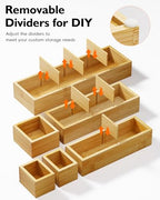 6PCS Desk Drawer Organizer Tray with 12 Compartments – Bamboo Office Storage Boxes Set for Junk Drawer Supplies, Utensils, Cosmetics, Jewelry and More - size: 12 Compartments