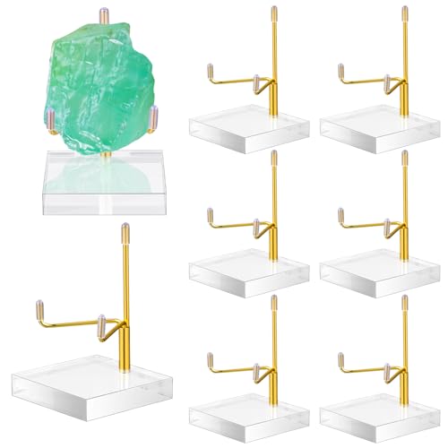 Kigley 8 Pcs Adjustable Metal Arm Display Stand Crystal Holder Easel Display with Acrylic Base Easel Rock Mineral Stand for Geodes Mineral Agate Collection (Gold,2.36 x 2.36 x 3.54 Inches) - color: Gold, size: 2.36 x 2.36 x 3.54 Inches