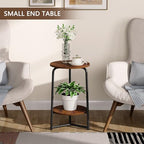 YINMIT Plant Stand Indoor, 2 Tier Small Plant Stand, Metal Wood Plant Shelf Holder, Corner Flower Pot Stands for Balcony Garden Patio Living Room, Rustic Brown Flower Stand for Indoor Plants