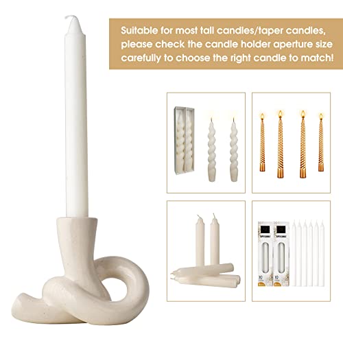 2 Pcs Pretty Ceramic Candle Holder, Modern Abstract Art Candlestick Holder Set, Table Centerpiece Taper Candle Holders Decorations for Home Decor Wedding, Dinning, Party, Mantel, TV Stand, and Kitchen
