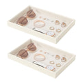 Stackable Jewelry Organizer Tray For Drawers,White Leather Small Earring Storage Tray,Bracelet And Necklace Display Box,Jewelry Ring Display Case(Creamy White Blank Trays 2) - color: (Creamy White Blank Trays 2)