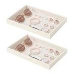 Stackable Jewelry Organizer Tray For Drawers,White Leather Small Earring Storage Tray,Bracelet And Necklace Display Box,Jewelry Ring Display Case(Creamy White Blank Trays 2) - color: (Creamy White Blank Trays 2)