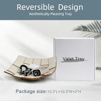 Valet Tray PU Leather Key Bowl for Men Women Entryway Table Nightstand Catchall EDC Dump Tray for Wallet, Keys, Jewelry Men's Gift - Coffee & White, 9.8" L x 9.8" W x 2" H - color: Coffee + White