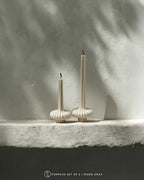 LAWA Set of 2 Pumpkin Base Candle - Beautiful Handmade Pillar Unscented Soy Wax Elegant Aesthetic Vase Candle Housewarming Gift Home Room Shelf Decor Idea Moon Gray - color: Moon Gray