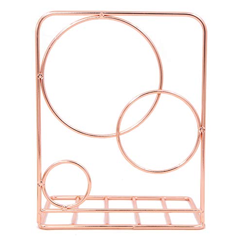 Winterworm Metal Bookends Book Ends Heavy Duty Modern Decorative for Bedroom Library Office School Book Display Desktop Organizer Gift(Round Rose Gold) - color: Round Rose Gold