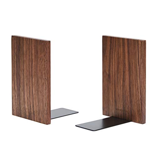Pandapark Wood Decorative Bookends,Non-Skid Bookend for Shelves,Heavy Duty Bookends,Book Stand for Books/CDs,1 Pair - color: Walnut Master