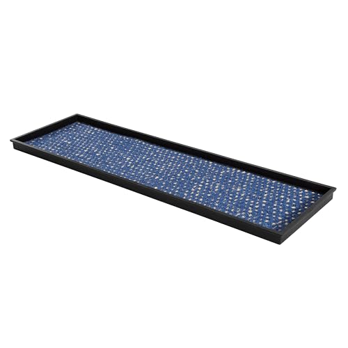Anji Mountain AMB0BT4F-010 Black Rubber Boot/Shoe Tray with Coir, Fits 4 Pair (46.5" Wide), Blue & Ivory Insert - color: Blue and Ivory Insert, size: 46" x 14" x 1.5"
