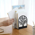 Book Ends, Metal Bookend, Tree of Life Bookend for Shelves, Home Decorative Bookends for Heavy Books, Black Non-Skid Book Stopper, 7 x 5.5 x 3.5 inch (1 Pair)