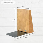 Book Ends for Office Accessories - 2 Pairs Handmade 100% Solid Wood Decorative Bookends with Metal Base - Heavy Duty Non-Skid Shelf Organizer for Books