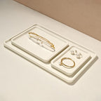 Microfiber Jewelry Trays Stackable Ring Earring Bracelet Necklace Bangle Watch Display Tray Drawer Organizer 7.87 * 7.08 * 0.59inch (White - color: Beige, size: 18*20cm Tray