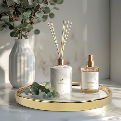 Vanity Perfume Round Decorative Storage Tray - White Circular Organizer for Bathroom, Bedroom Countertop - Dresser Tray for Perfume, Lotion Bottle, Cosmetics - color: White, size: 10.2"