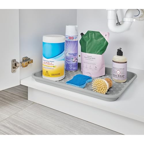 iDesign Waterproof Under Sink Tray for Kitchen, Bathroom, or Laundry Room - Set of 2 - Gray - color: Gray