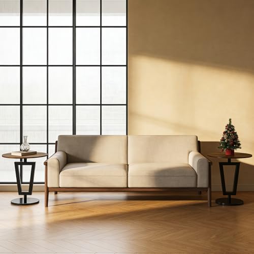 Round 17x19 inch End Table Heavy Duty Modern Side Table Stable Sofa Side Table with Marble Base Accent Coffee Table Nightstand for Living Room Bedroom-Amber - color: Amber-b