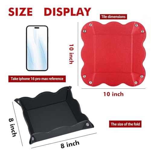 Valet Tray for Men Women 2 Pack - PU Leather Travel Catchall Tray Organizer - Desk Bedside Nightstand Storage Box for Jewelry Key Phone Remote Controller Wallet Readerss -Red and Black - color: Red and Black