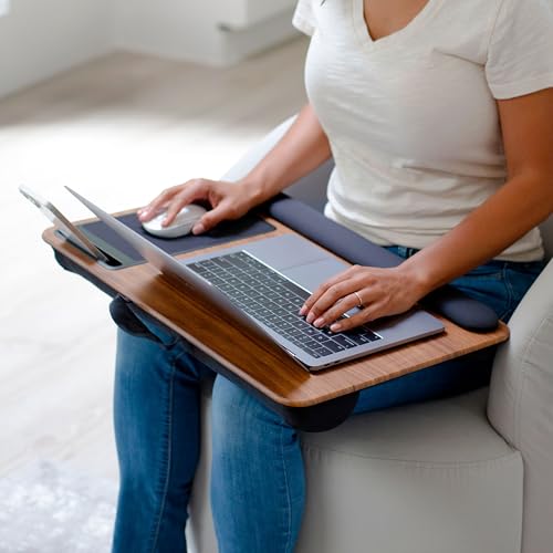 LAPGEAR Home Office Pro Lap Desk with Wrist Rest, Mouse Pad, and Phone Holder - Espresso Woodgrain - Fits up to 15.6 Inch Laptops - Style No. 91612 - color: Espresso Woodgrain, size: Home Office Pro W/Wrist Rest
