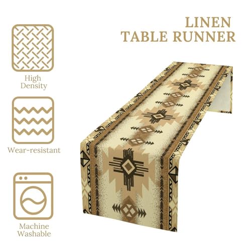 Aztec Table Runner Southwestern Ethnic Style Geometric Navajo Tribe Abstract Pattern Vintage Rustic Table Dinner Table Runner 13x60 Inch - color: Aztec-4, size: W13x60L