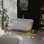 Empava 59"Freestanding Bathtub, Luxury Acrylic Soaking Tub with Drain and Overflow, Modern Stand Alone Design, Glossy White,cUPC Certified