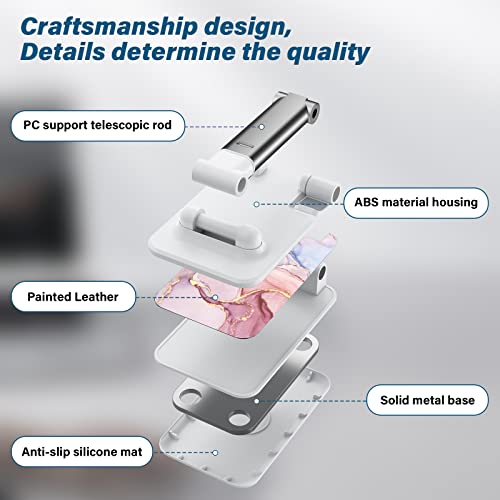 Pink Marble Foldable Phone Holder - Desk/Tablet Stand with Adjustable Viewing Angle for iPhone, Samsung & Other Smart Phones - color: Pink Marble