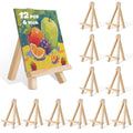 12 Pcs Mini Wood Easel Stands 6 Inch Tabletop Display Holder for Art, Photos, Menus, Wedding Cards, Small Canvases