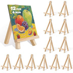 12 Pcs Mini Wood Easel Stands 6 Inch Tabletop Display Holder for Art, Photos, Menus, Wedding Cards, Small Canvases