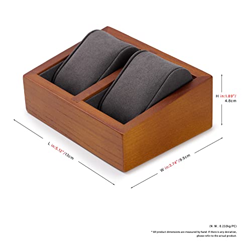 Oirlv Solid Wood Double Watch Display Stand Showcase Jewelry Stand Watch Holder with Pillow(Square Double, Grey) - color: Grey, size: Square Double