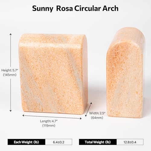 Luxury Marble Bookends for Shelves, 13LB Heavy Duty Marble Book Ends for Heavy Books, Stone Bookends Decorative, Polished, Orange Arch, Set of 2 - color: Orange, size: 5.7" x 4.7" x 2.5"