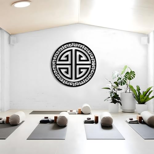 kuestboy Feng Shui Metal Wall Art, Modern Black Wealth & Prosperity Sculpture, Luxury Minimalist Home Office Decor for Good Luck and Abundance (30" X 30" | 76 X 76cm) - size: 30" X 30" | 76 X 76cm