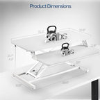 VIVO Desk Converter 32 inch Height Adjustable, MDF Wood Sit to Stand Riser, White, DESK-V000SW - color: White, size: 32"