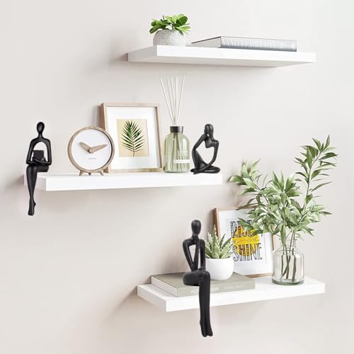 Prettidecor Home Decor Thinker Statue Accents, Set of 3 Thinker Sculptures Office Decor Modern Abstract Resin Decoration on Shelf Table Desk for Living Room Office Bedroom (Small Black) - color: Black, size: Small