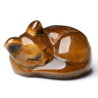 LAIDANLA Tiger Eye Cat Healing Crystals Figurine Sleeping Cat Hand Carved Cute Statue Polished Stone Sculpture Reiki Office Room Bedroom Desk Home Decoration Gifts 1.6" - color: I-tiger Eye