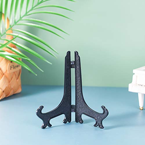 Artliving 6" Black 24pcs/Set Plastic Easels Plate Display Stands Picture Frame Stand Holder - color: Black, size: 6inch(24piece)