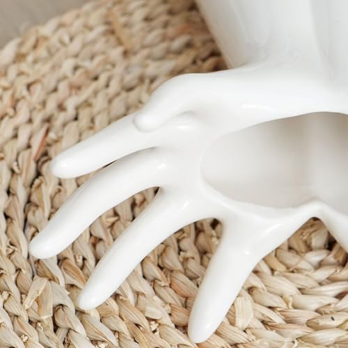 Human Hand Vase - Hand Shape Boho Vase for Flowers, Artistic Ceramic Sculpture Pot, Unique Decor Piece | for Living Room Tabletop Bedroom Shelf Entryway Home Art Bohemian Decoration