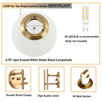 BYOLIIMA Gold Globe Wall Sconce, 7.5" W x 20" H, G9 Base, Compatible with LED or Halogen Bulbs, Perfect for Bathroom, Kitchen, Living Room, Home Office, Lobby, Bedroom - color: Gold