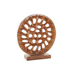 Deco 79 Teak Wood Abstract Handmade Decorative Sculpture Circular Cutout Home Decor Statue, Accent Figurine 20" x 6" x 21", Brown - size: 20" x 6" x 21"