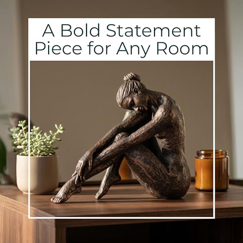 Elegant Resting Ballerina Sculpture for Home Decor - Decorative Figurine for Office, Shelf Display, or Living Room - Ornament for Coffee Table and Bathroom Accent - 10", Bronze & Copper - size: 9.0" H