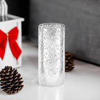 WGVI Hurricane Candle Holder Sleeve, W: 5", Ht: 10", Silver Speckled Glass Cylinder Open Both Ends, Chimney Tube Shade, 1 Piece - size: 5x10"H