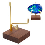 Sibba Adjustable Metal Arms Display Stand with Walnut Base Small Display Easel Holder Crystal Displays Stand Home Décor Accents Rack for Geodes Fossils Rocks Small Plates Photos (3.15x1.97x0.59 in)
