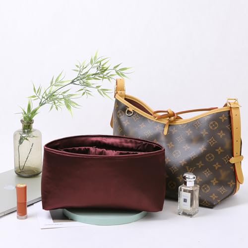 Luxury Silk Purse Organizer for Carryall PM - Silky Smooth Handbag Insert with Hidden Zipper, Lightweight and Supportive Tote Shaper for Elegant Storage(Purple)
