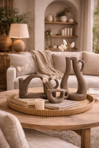 SODEF Decorative Concrete Object Set Handmade, 3 Piece Modern Minimalist Niche Shelf Tabletop Decor, Mink Gray - Mink Gray