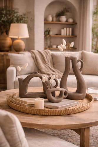 SODEF Decorative Concrete Object Set Handmade, 3 Piece Modern Minimalist Niche Shelf Tabletop Decor, Mink Gray - Mink Gray
