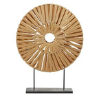 Deco 79 Plastic Rattan Abstract Handmade Decorative Sculpture Home Decor Statue with Black Stand, Accent Figurine 22" x 6" x 29", Brown