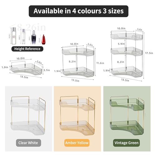 YCIA&DONE Corner Bathroom Counter Organizer, Makeup Organizer for Vanity, Skincare Cosmetic Perfume Tray, Corner Countertop Shelf Rack Storage for Bathroom Kitchen 2 Tiers (Smoky Gray) - color: Gray, size: 2-Tier