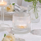 DARJEN Clear Ribbed Tealight Votive Candle Holders Set of 10- Tea Light Candle Holder Glass for Table Centerpiece, Engagement Parties, Birthday Parties & Wedding Shower (Pack of 2) - color: Clear, size: 10Pcs (Pack of 2)
